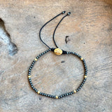 Silver - Hematite Adjustable Beaded Bracelet