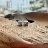 Silver - Tourmalinated Quartz Stud Earrings