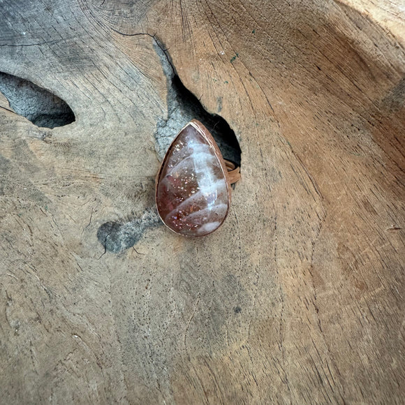 Silver - Sunstone ring in Rose Gold