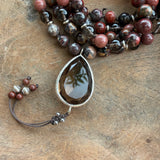 Smokey Quartz, Red Jasper and Petrified Wood with Smokey Quartz Guru Bead
