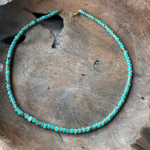 Silver- Turquoise Beaded Sterling Silver Necklace