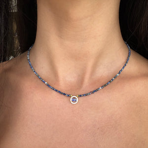 Silver - Dainty Eye of Protection Adjustable Necklace