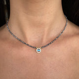 Silver - Dainty Eye of Protection Adjustable Necklace