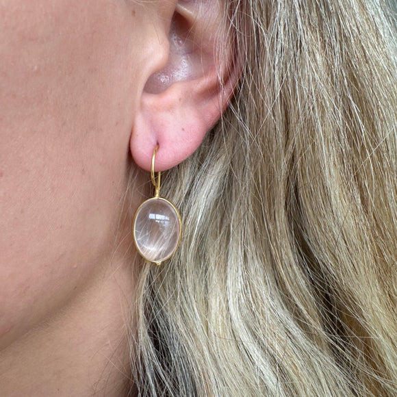 Silver- Rose Quartz Earrings in Gold