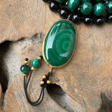 Malachite and Black Tourmaline Mala with Amalachite Guru Bead