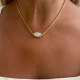 Silver - Marque Clear Quartz Adjustable Necklace