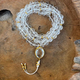 Clear Quartz and Selenite Mala with Clear Quartz Guru Bead