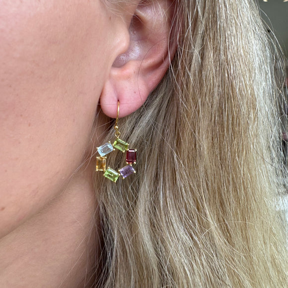 Silver - Citrine , Peridot, Garnet, Aquamarine and Amethyst Earrings