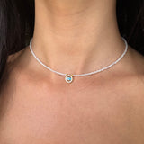 Silver - Dainty Eye of Protection Adjustable Necklace