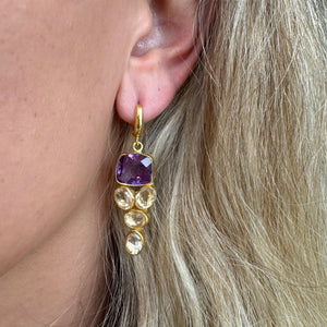 Silver - Amethyst and Citrine  Earrings