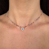 Silver - Dainty Eye of Protection Adjustable Necklace