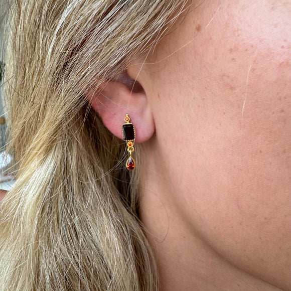 Silver - Garnet Earrings