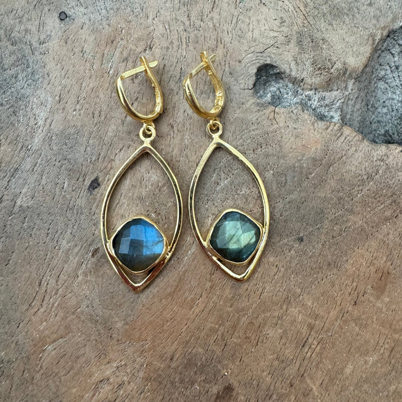 Labradorite Earrings in Gold