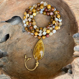 Yellow Jasper and Citrine Mala with Golden Healer Guru Bead