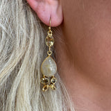 Silver - Rutilated Quartz And Citrine Earrings