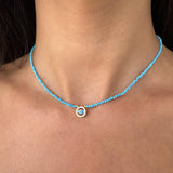 Silver - Dainty Eye of Protection Adjustable Necklace