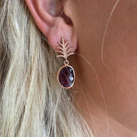 Silver- Ruby Earrings in Rose Gold