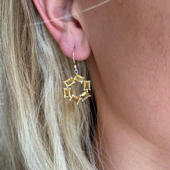 Silver - Citrine Earrings
