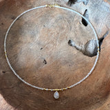 Silver- Moonstone Beaded Sterling Silver Necklace