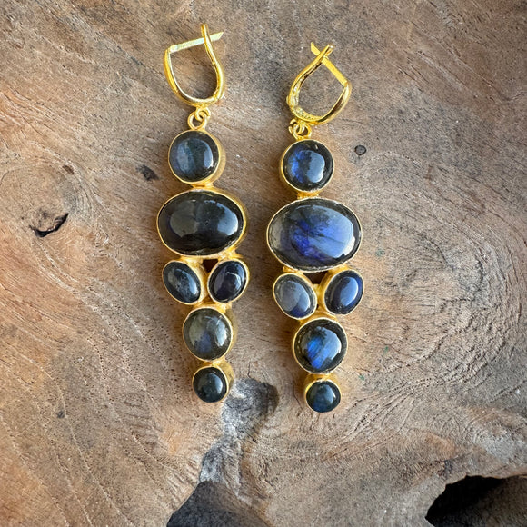 Labradorite Earrings in Gold