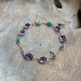 Silver- Amethyst and Emerald Sterling Silver Necklace