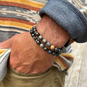 Picasso Jasper and Hematite Adjustable Beaded Bracelet