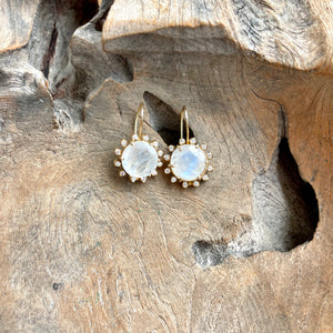 Gold - 14k Solid Gold Moonstone Earrings