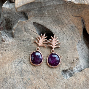 Silver- Ruby Earrings in Rose Gold