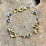 Silver- Blue Kynite and Yellow Topaz Sterling Silver Necklace