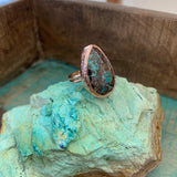 Teardrop Chrysocolla Ring in Rose Gold