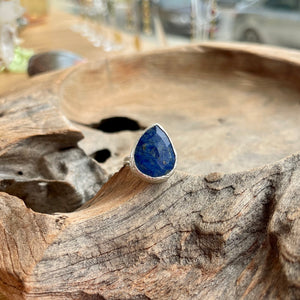 Teardrop Lapis Lazuli Ring in Silver