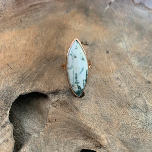 Moss Agate Ring in Rose Gold