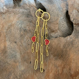 Silver - Paperclip Red Heart Earrings