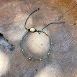 Silver - Green Amethyst Adjustable Beaded Bracelet