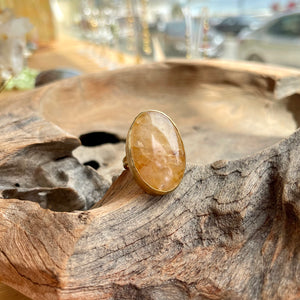 Chlorite Quartz Ring in Gold