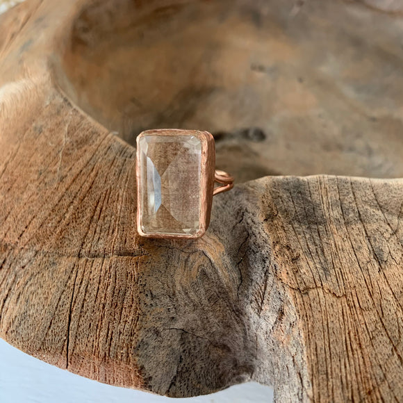 Clear Quartz Ring in Rose Gold
