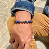 Lapis Lazuli & Tiger’s Eye Adjustable Beaded Bracelet