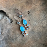 Silver - Chalcedony and Aquamarine Earrings