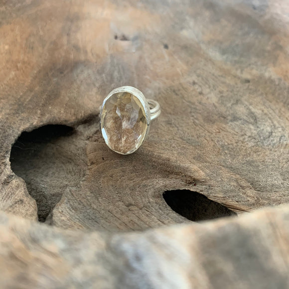 Yellow Topaz Ring in Silver