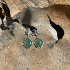 Silver - Green Aventurine Earrings