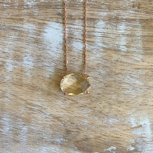 Silver- Citrine Dainty Sterling Silver Necklace in Rose Gold