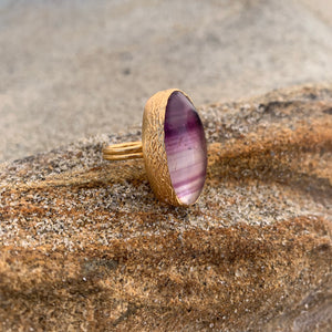 Oval Fluorite Ring in Gold
