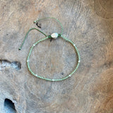 Silver - Peridot Adjustable Beaded Bracelet