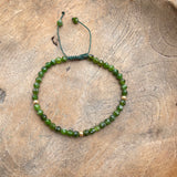 Gold - Siberian Emerald Adjustable Beaded Bracelet