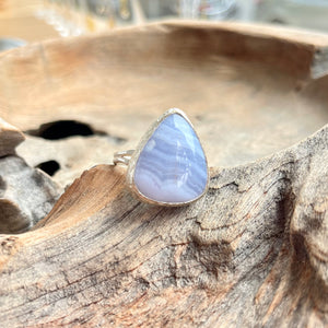 Chalcedony or Blue Lace Agate Ring in Silver