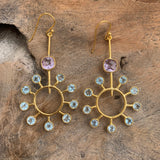 Silver -Amethyst and Aquamarine Earrings