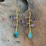 Silver -Amethyst and Chrysocolla Earrings