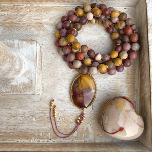 Mookaite Jasper Mala with Mookaite Jasper Guru Bead