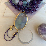 Fluorite & Amethyst One of a Kind Mala with Fluorite Guru Bead