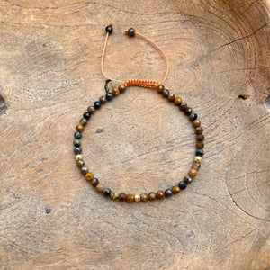 Gold -Pietresite Adjustable Beaded Bracelet